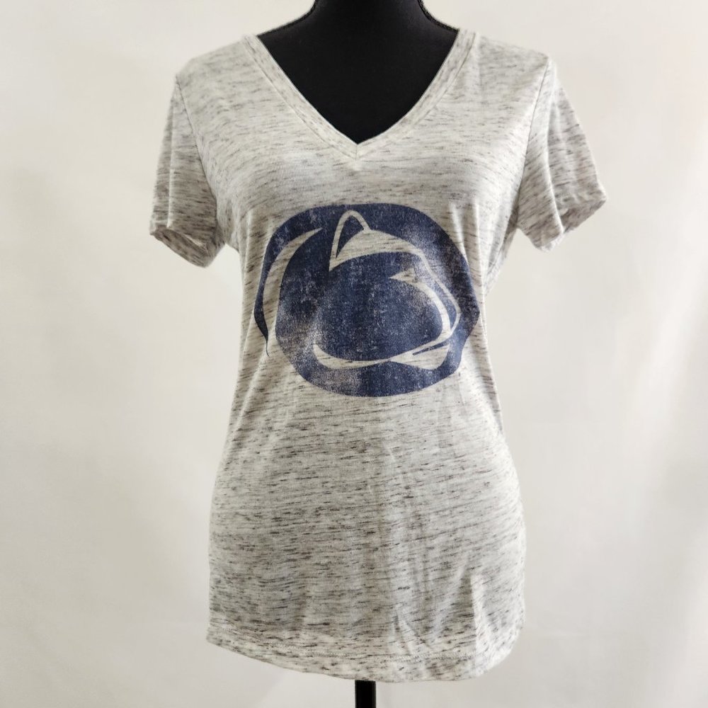 Pen State Nittany Lions Ladies Distressed Primary Bella Canvas Deep V-neck Tee